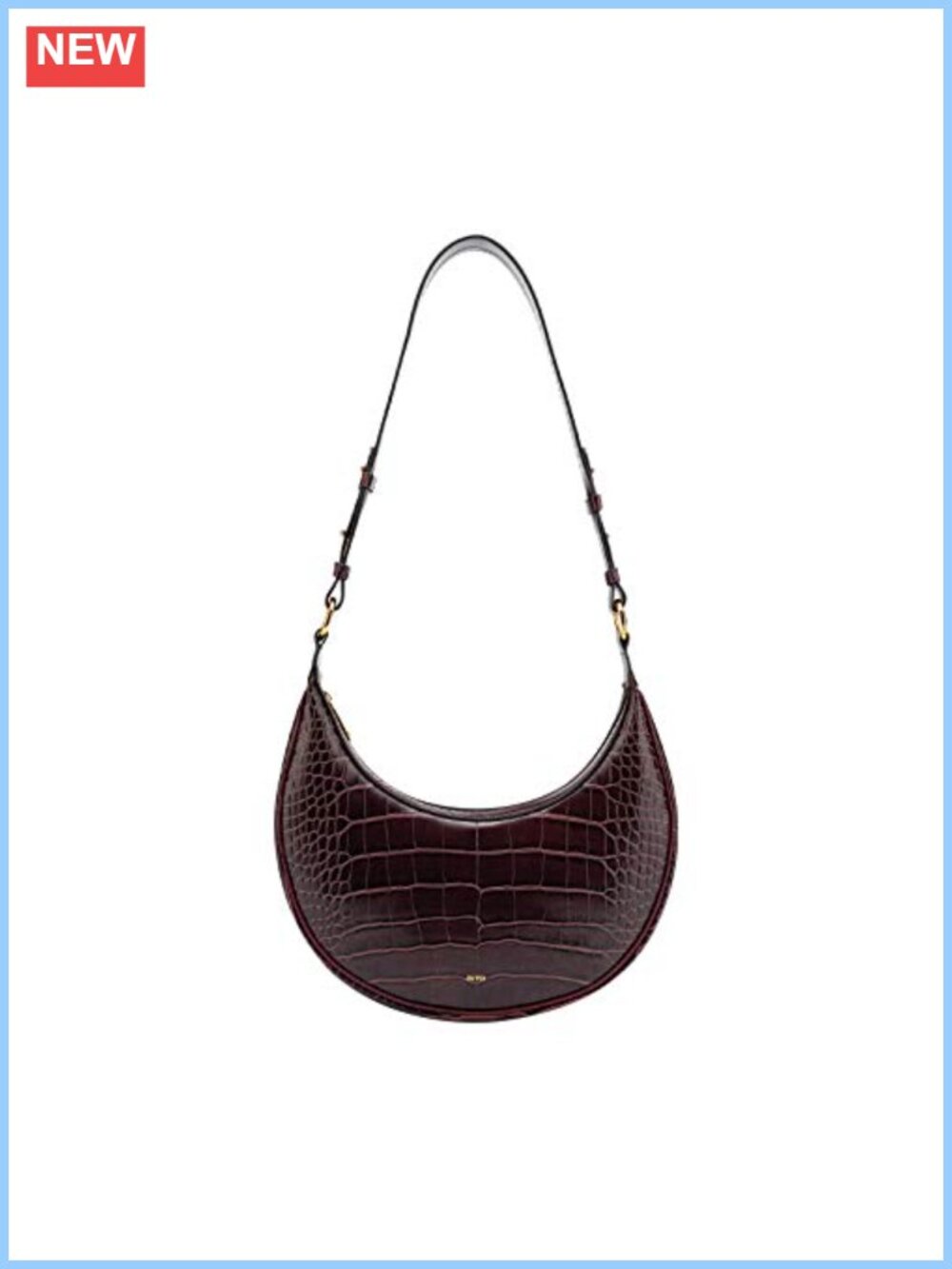 Vegan Leather Saddle Shoulder Bag Zip Closure Adjustable Strap